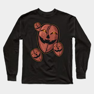 Evil Jack O Lantern Coffee Beans Halloween Long Sleeve T-Shirt